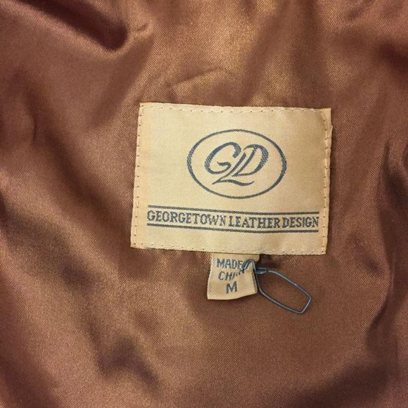 Women's Georgetown Designs Genuine Leather Brown Polyester Lined Coat - Medium - Picture 6 of 6